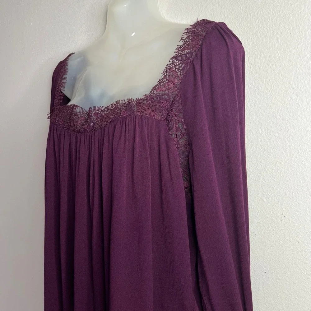 Free People Flutter By Lace Blouse Purple Small